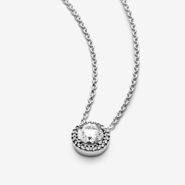 Round Sparkle Halo Necklace Pandora Sterling Silver