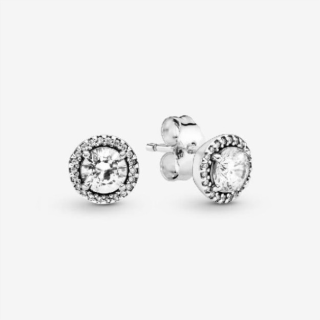 Round Sparkle Stud Earrings Pandora