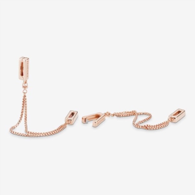 Safety Chain Clip Charm Pandora Rose Gold Plated