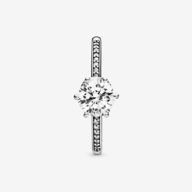 Shimmering Solitaire Wishbone Stacking Ring Set Pandora
