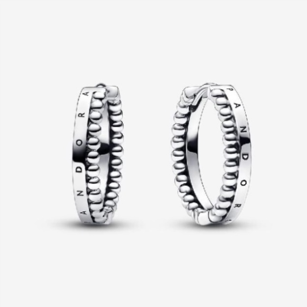 Signature Logo  Beads Hoop Earrings Pandora