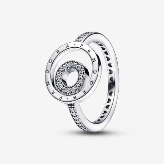 Signature Logo Circles Pave Pandora Ring