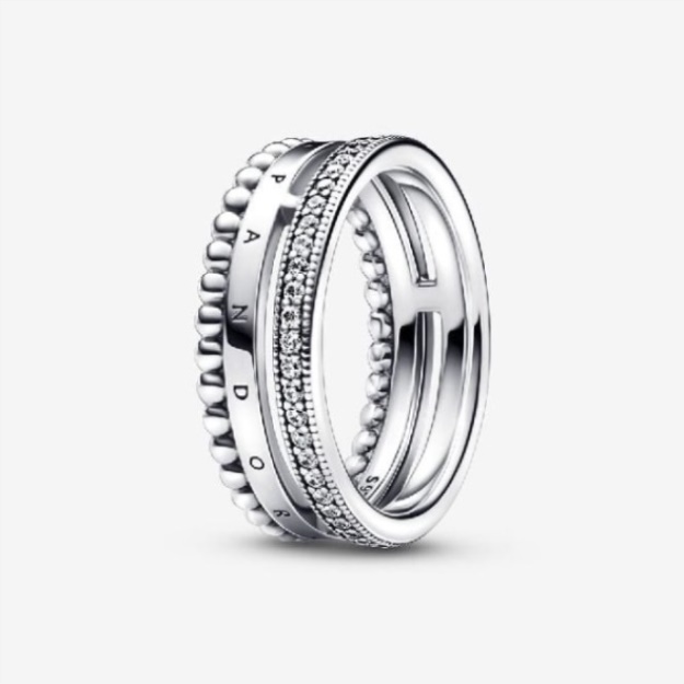 Signature Logo Pave  Beads Ring Pandora