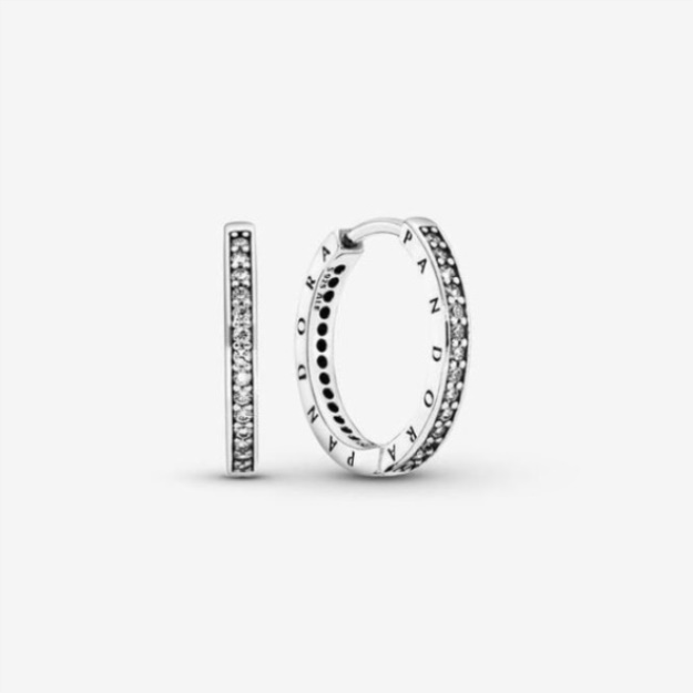 Sparkle  Logo Hoop Earrings Pandora