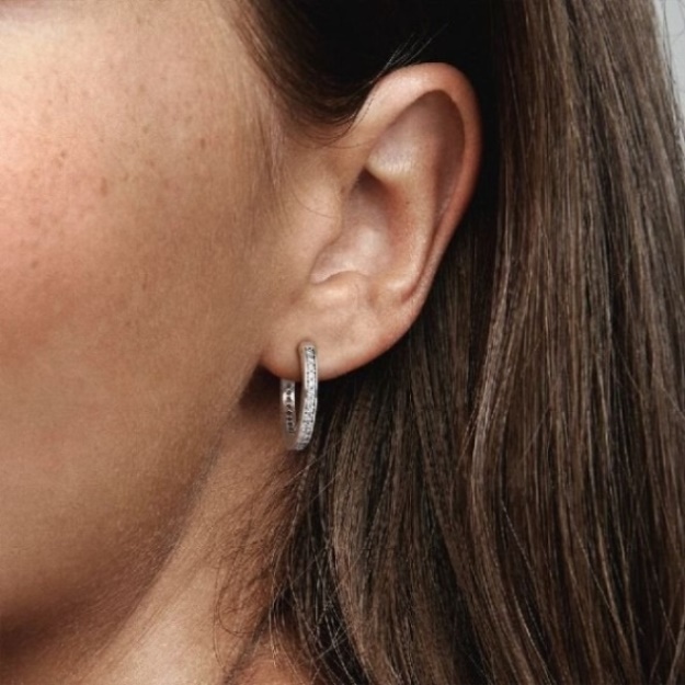 Sparkle  Logo Hoop Earrings Pandora