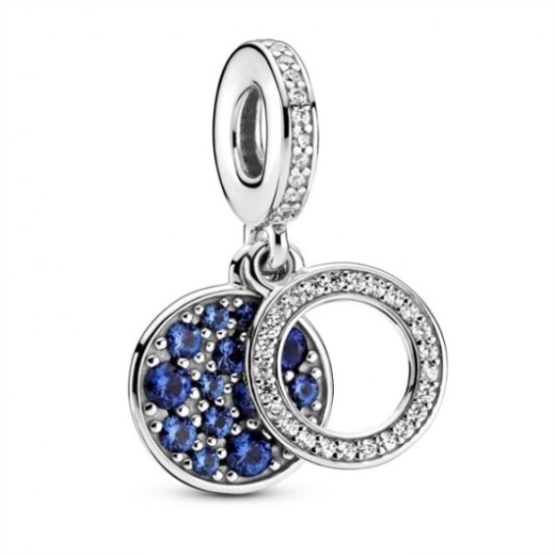Sparkling Blue Disc Double Dangle Charms Pandora