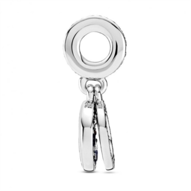 Sparkling Blue Disc Double Dangle Charms Pandora