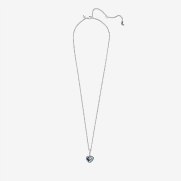 Sparkling Blue Moon  Stars Heart Necklace Pandora