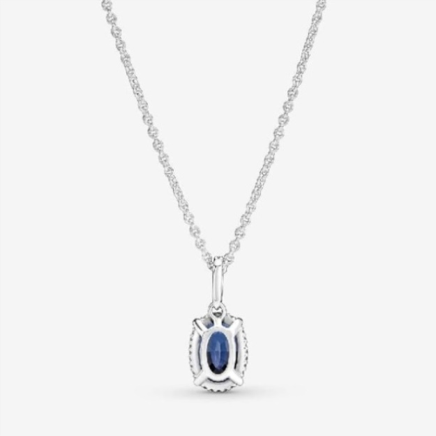 Sparkling Blue Statement Halo Pendant Necklace Pandora