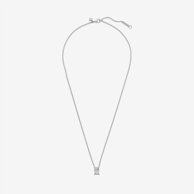 Sparkling Collier Round Square Pendant Necklace Pandora