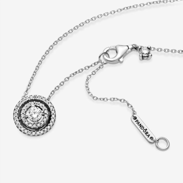 Sparkling Double Halo Collier Necklace Pandora