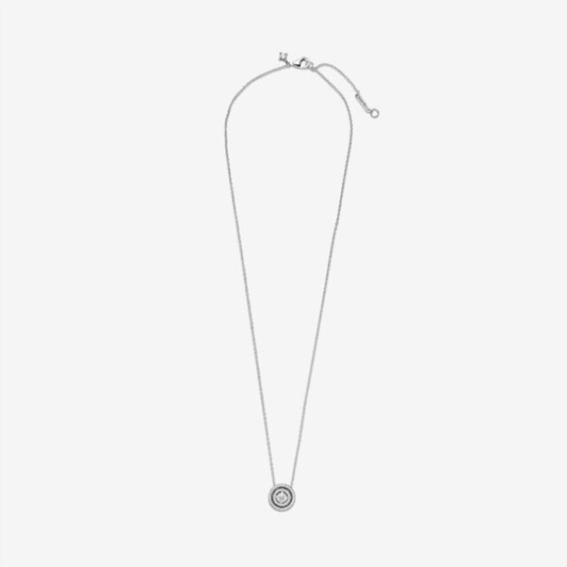 Sparkling Double Halo Collier Necklace Pandora
