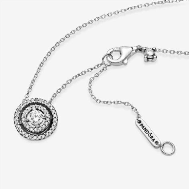 Sparkling Double Halo Collier Necklace Pandora CA