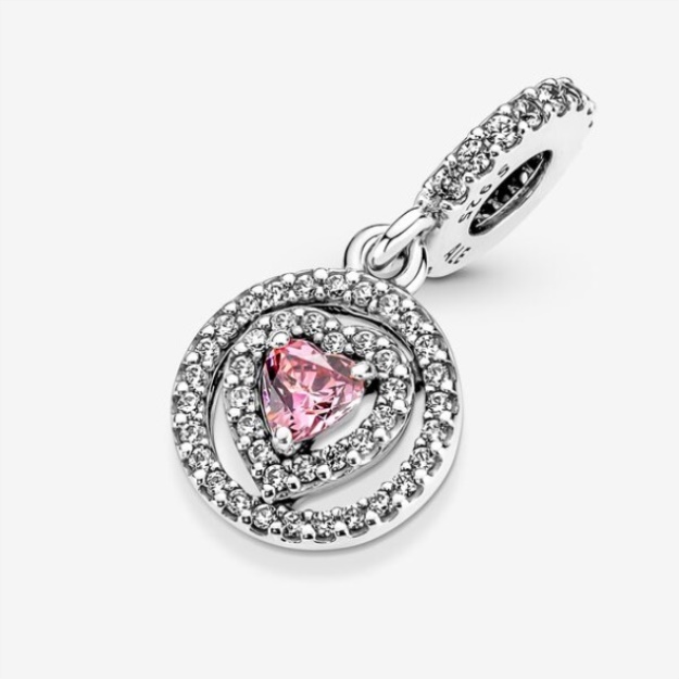 Sparkling Double Halo Heart Dangle Charm Pandora