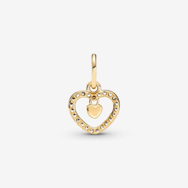 Sparkling Double Heart Dangle Charm Pandora