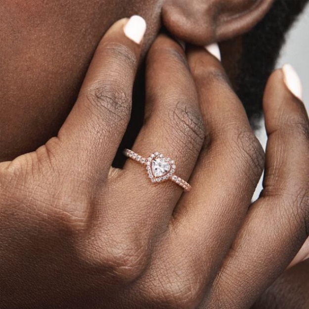 Sparkling Elevated Heart Ring Pandora Rose Gold Plated