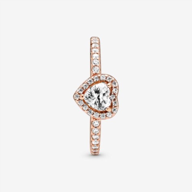 Sparkling Elevated Heart Ring Pandora Rose Gold Plated