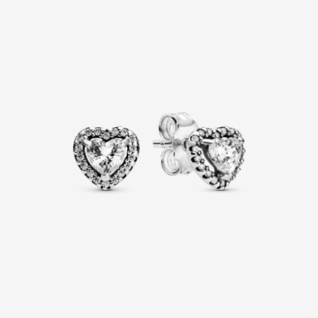 Sparkling Elevated Heart Stud Earrings Pandora