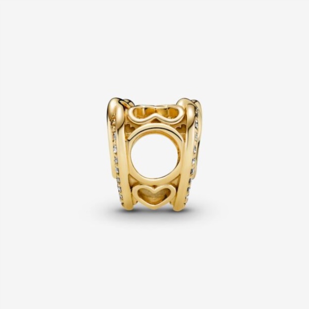 Sparkling Entwined Hearts Charm Pandora Gold Plated