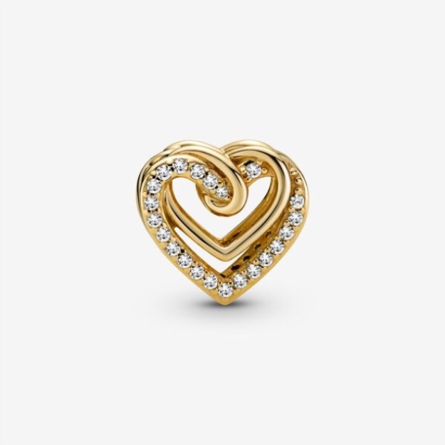 Sparkling Entwined Hearts Charm Pandora Gold Plated