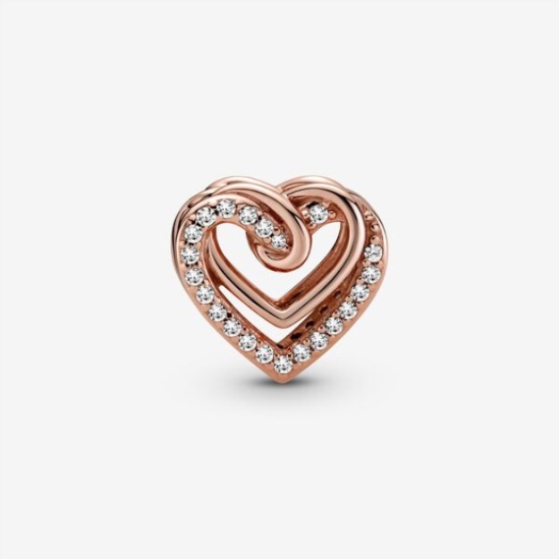 Sparkling Entwined Hearts Charm Pandora Rose Gold Plated