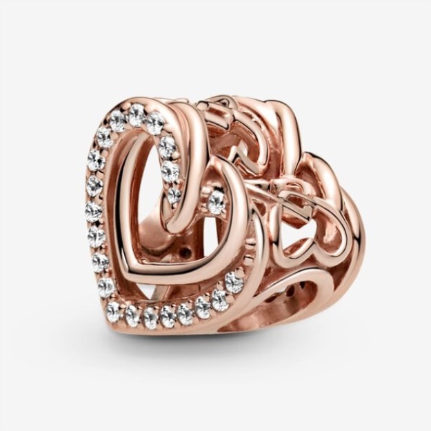 Sparkling Entwined Hearts Charm Pandora Rose Gold Plated