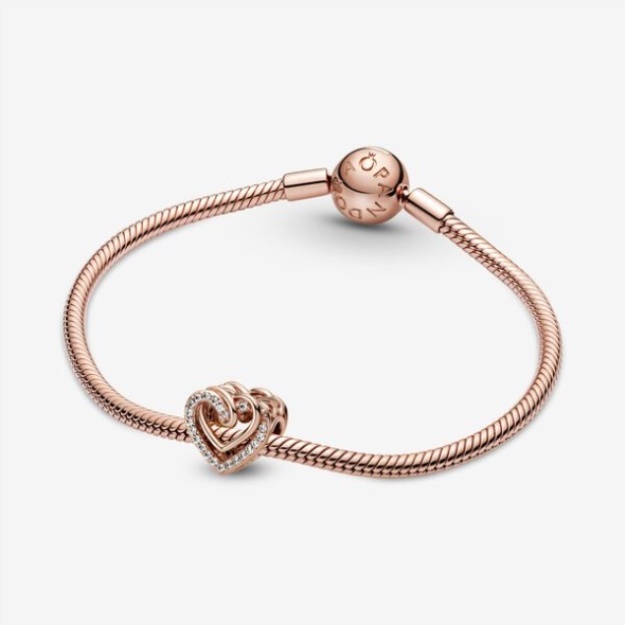 Sparkling Entwined Hearts Charm Pandora Rose Gold Plated