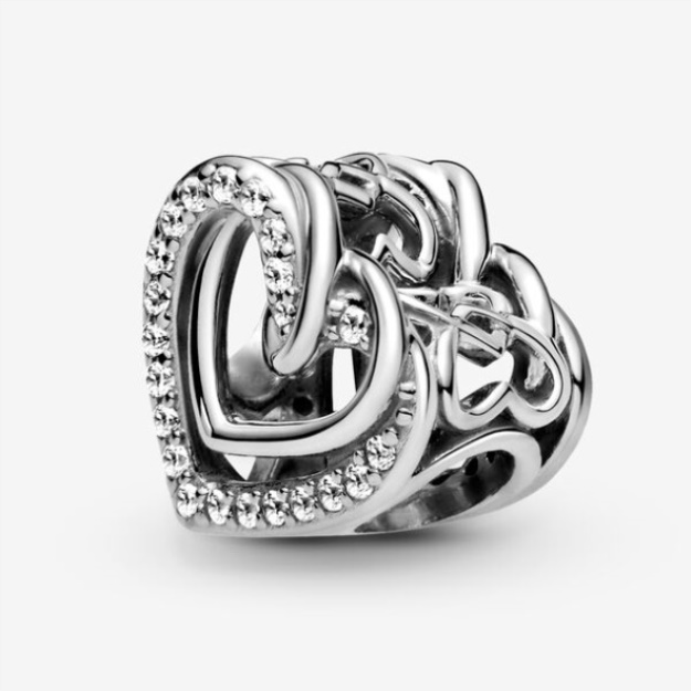 Sparkling Entwined Hearts Charm Pandora Sterling Silver