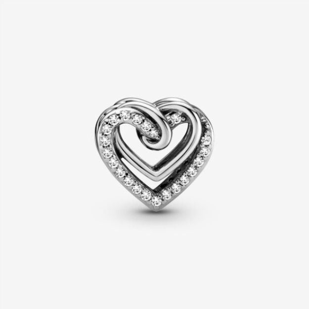 Sparkling Entwined Hearts Charm Pandora Sterling Silver