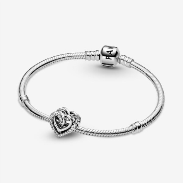 Sparkling Entwined Hearts Charm Pandora Sterling Silver