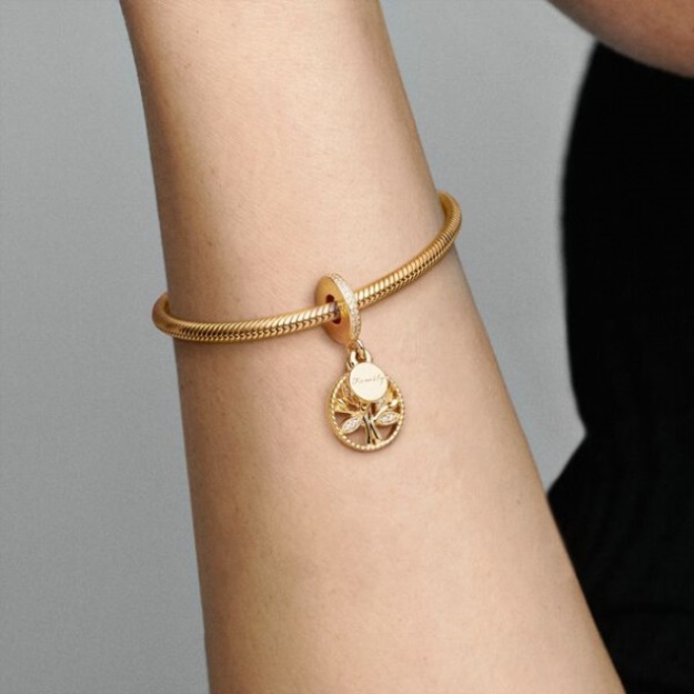 Sparkling Family Tree Dangle Charm Pandora Gold Plated