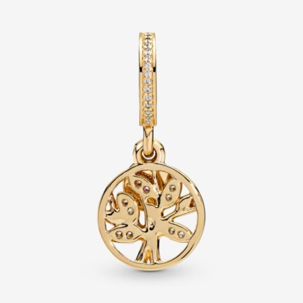 Sparkling Family Tree Dangle Charm Pandora Gold Plated