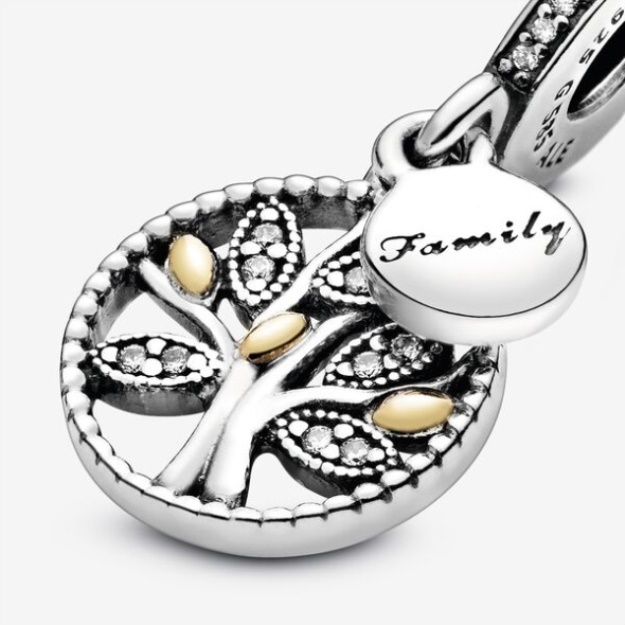 Sparkling Family Tree Dangle Charm Pandora Two-Tone
