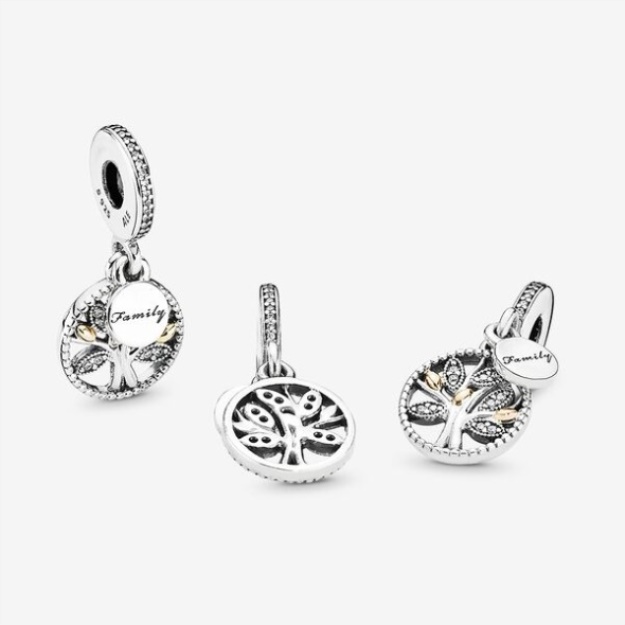 Sparkling Family Tree Dangle Charm Pandora Two-Tone
