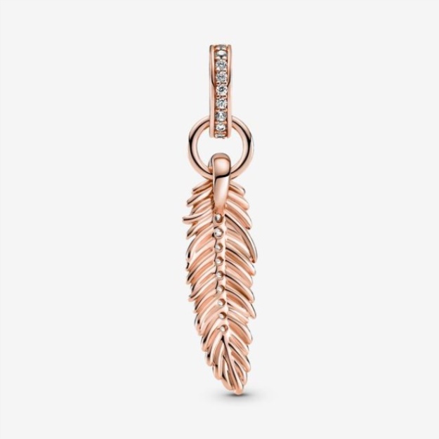 Sparkling Feather Dangle Charm Pandora