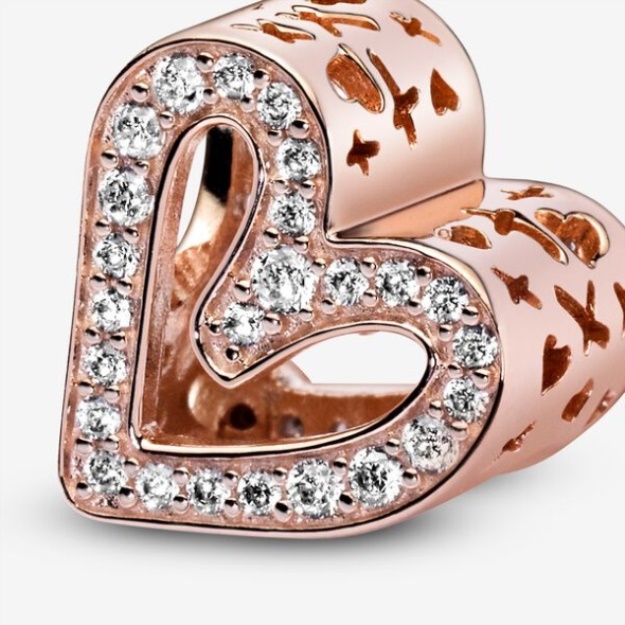 Sparkling Freehand Heart Charm Pandora Rose Gold Plated