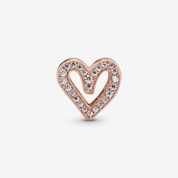 Sparkling Freehand Heart Charm Pandora Rose Gold Plated
