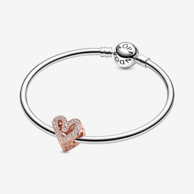 Sparkling Freehand Heart Charm Pandora Rose Gold Plated