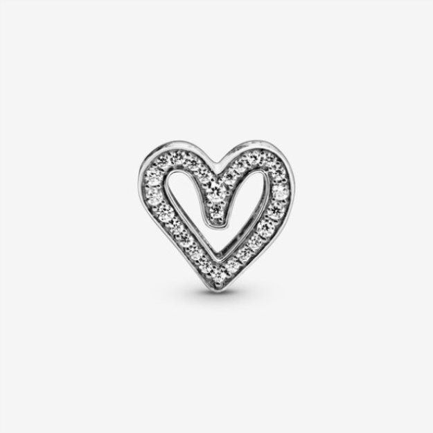 Sparkling Freehand Heart Charm Pandora Sterling Silver