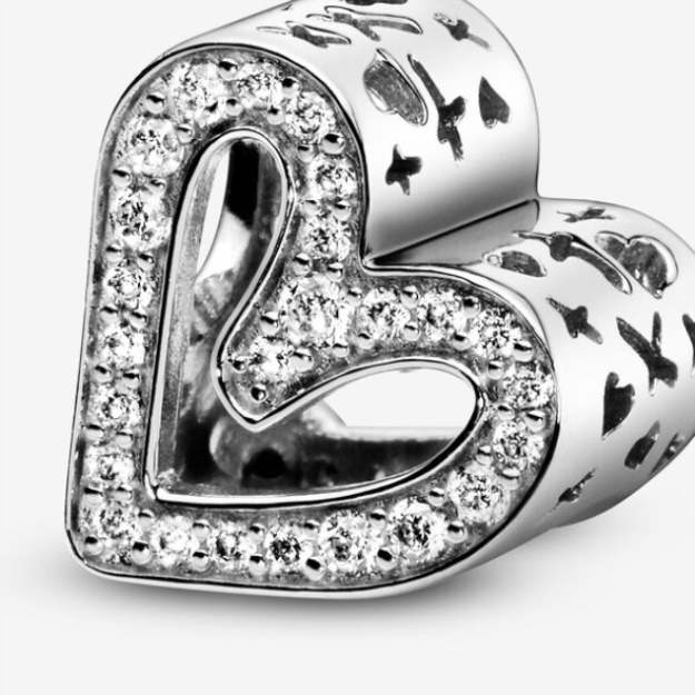 Sparkling Freehand Heart Charm Pandora Sterling Silver