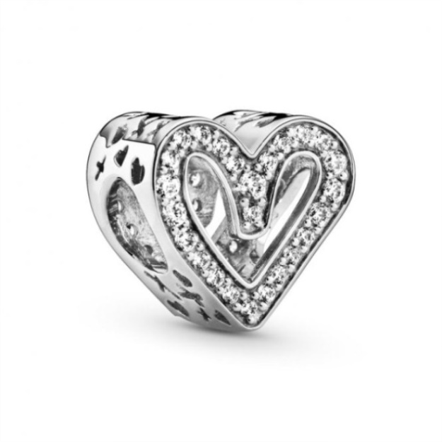 Sparkling Freehand Heart Charms Pandora