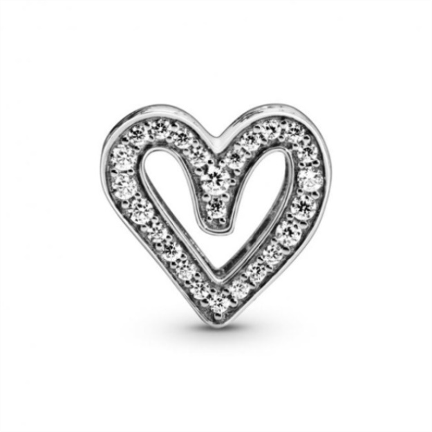 Sparkling Freehand Heart Charms Pandora