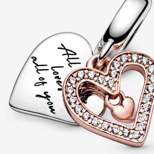 Sparkling Freehand Heart Dangle Charm Pandora