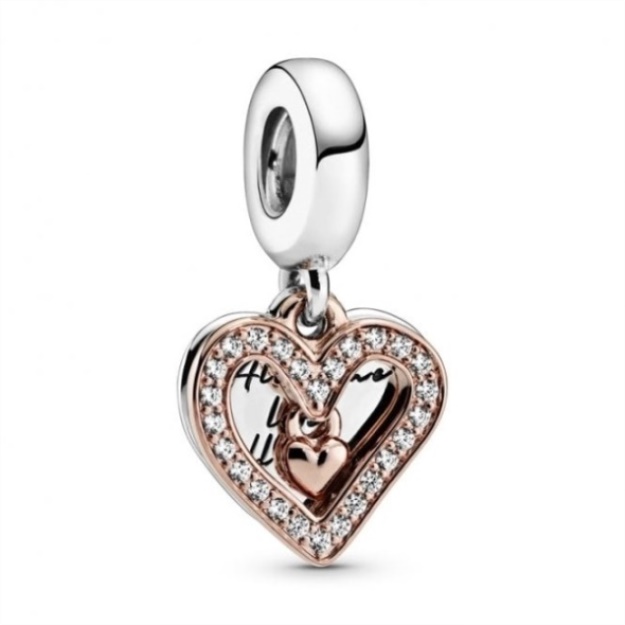 Sparkling Freehand Heart Dangle Charms Pandora