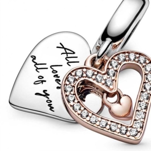 Sparkling Freehand Heart Dangle Charms Pandora