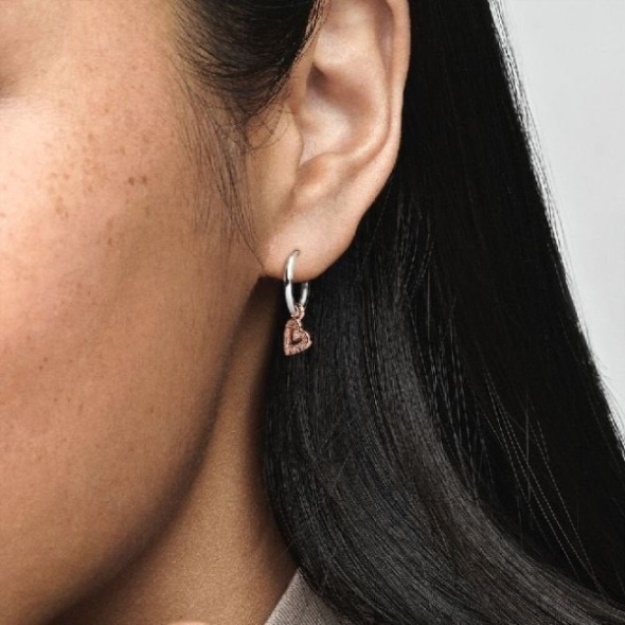 Sparkling Freehand Heart Hoop Earrings Pandora CA