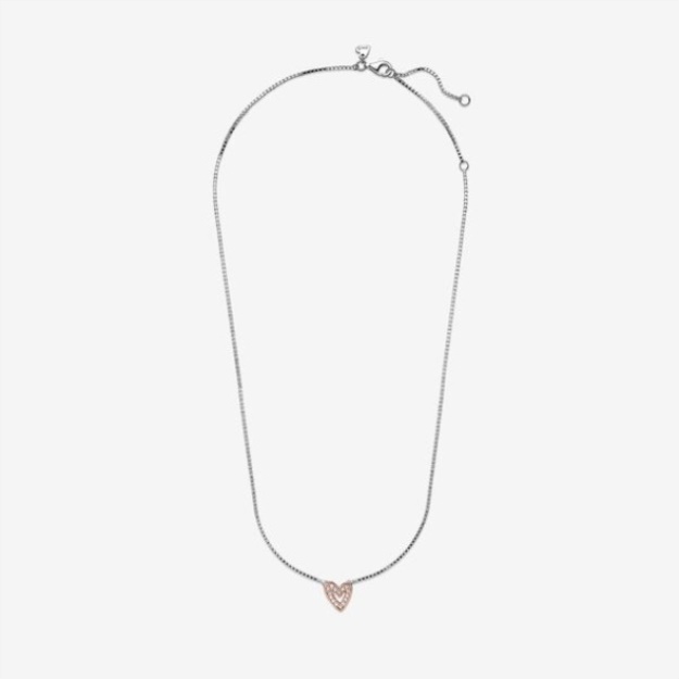 Sparkling Freehand Heart Necklace Pandora