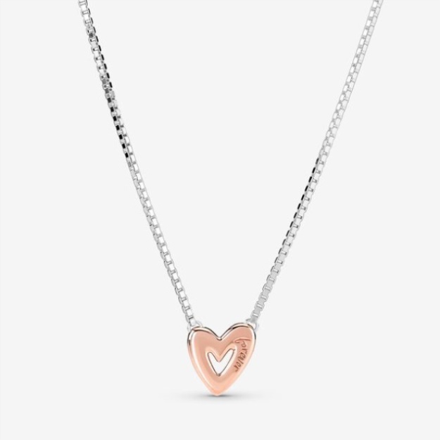 Sparkling Freehand Heart Necklace Pandora