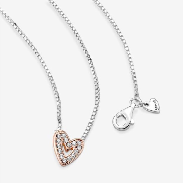 Sparkling Freehand Heart Necklace Pandora