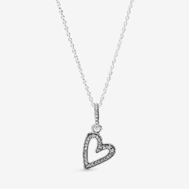 Sparkling Freehand Heart Necklace Pandora CA